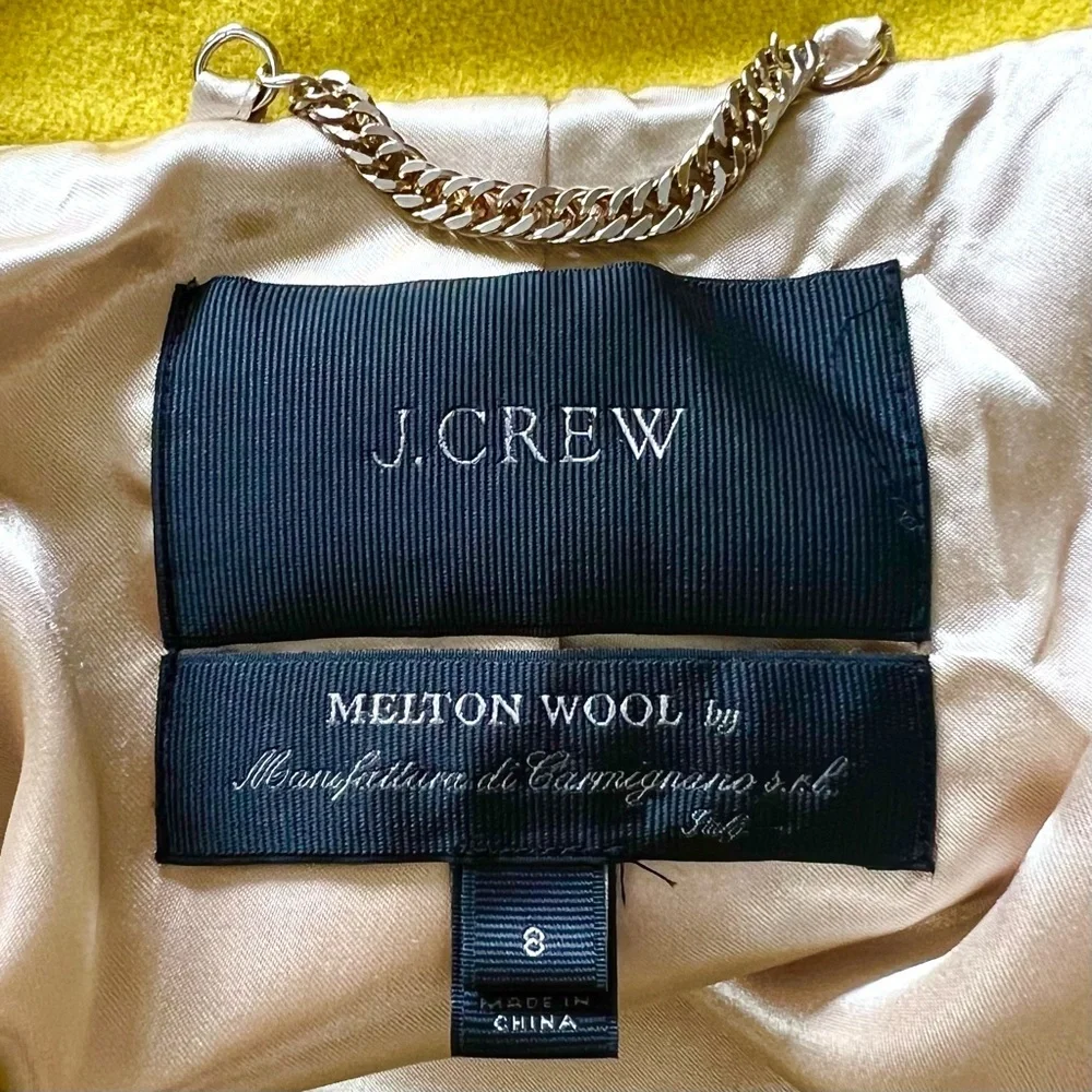 J.CREW GOLD MELTON WOOL ASYMMETRICAL ZIP FRONT BELTED TRENCH COAT SIZE 8 - Picture 12 of 13